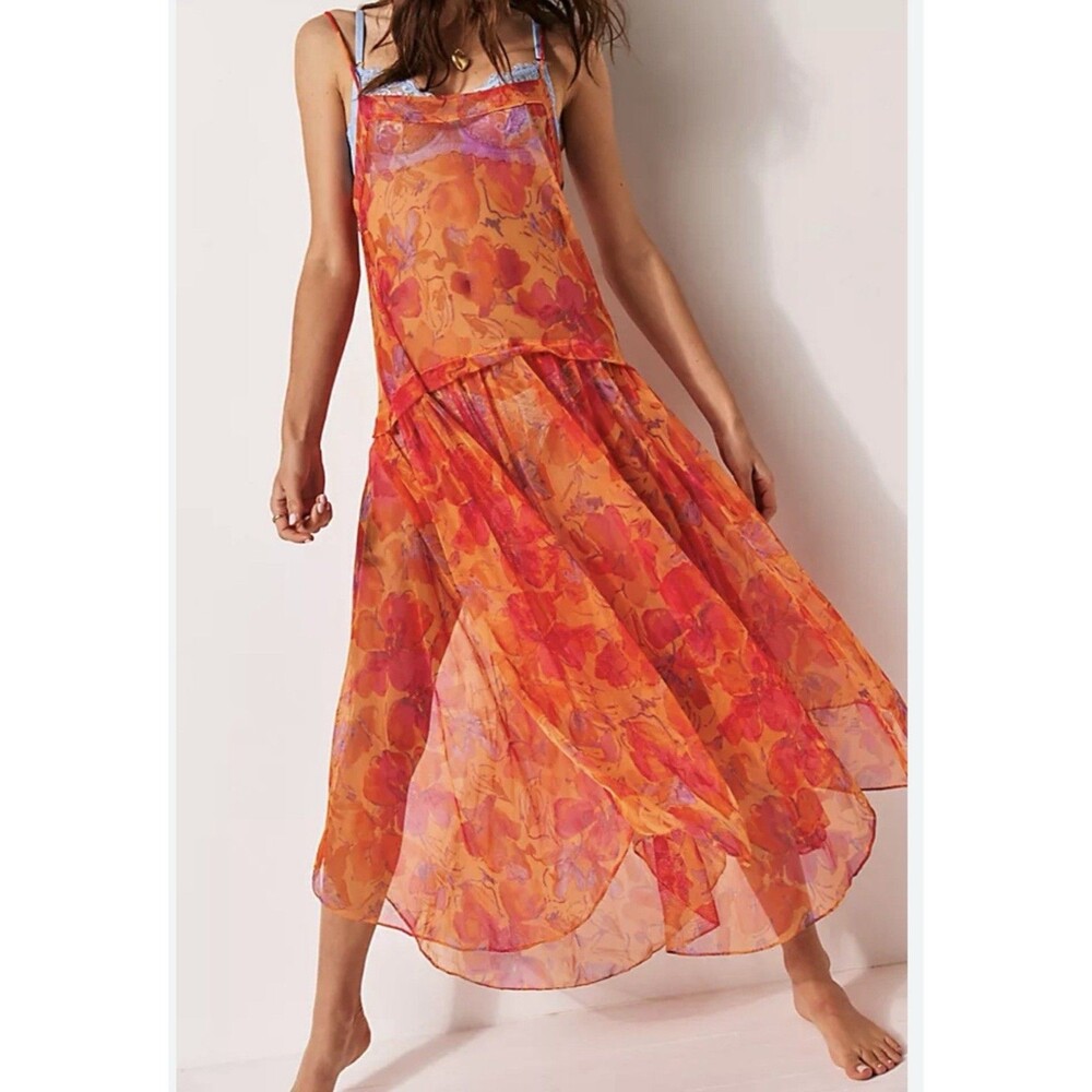 Free People Women's Intimately NWT Floral Midi Slip XL